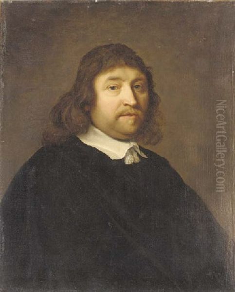 Portrait Of A Gentleman In A Black Coat With A White Collar - view 1