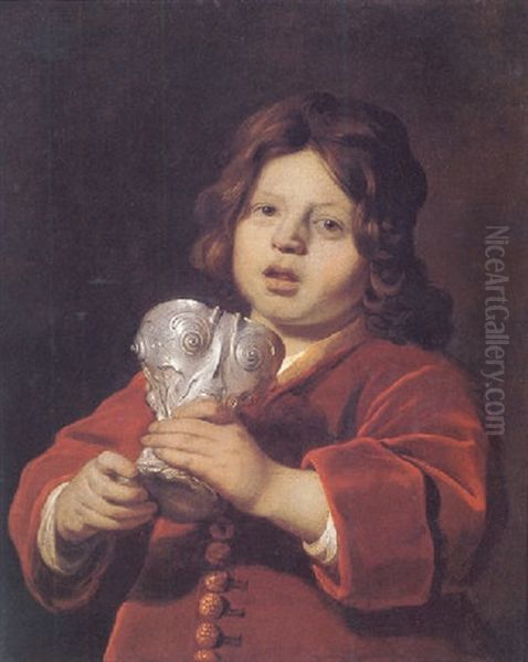Portrait Of A Boy Holding A Silver Chalice - view 1