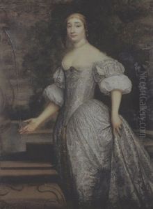 Portrait De Dame En Robe Blanche Devant Un Parc by Bartholomeus Van Der Helst