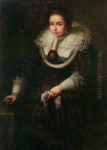 A Portrait Of A Lady Wearing A Fine Lace Collar And Holding A Book (madame Van Tromp?) by Bartholomeus Van Der Helst