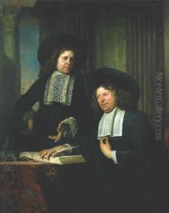 Two Gentlemen Seated At A Table by Bartholomeus Van Der Helst