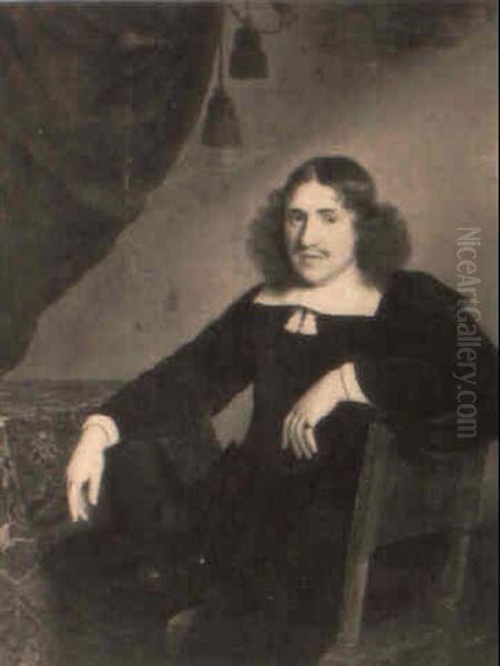 Portrait D'homme Assis, Accoude A Une Table - view 1