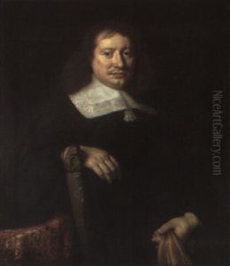 Portrait Of A Gentleman Holding Gloves In His Left Hand by Bartholomeus Van Der Helst