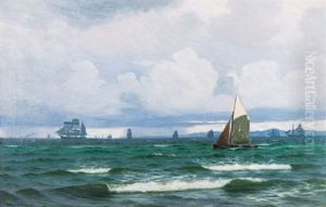 Ships Off Gilleleje by Viggo Lauritz Helsted