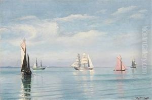 Seascape With Sailing Ships On A Summer Day