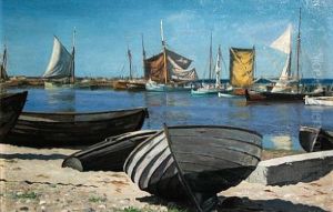 The Harbor At Gilleleje, Denmark by Viggo Lauritz Helsted