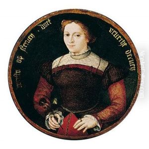 Portrait Of A Young Woman Wearing A Red Dress And Holding A Violet by Catharina van (Sanders) Hemessen