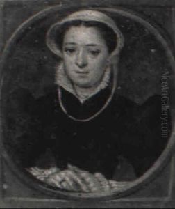 Portrait Of A Lady Wearing A Black Dress With Leg O'mutton Sleeves by Catharina van (Sanders) Hemessen
