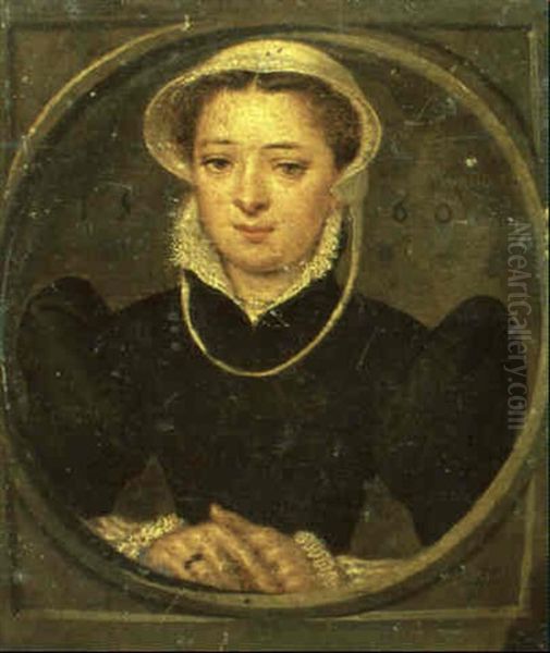 Portrait Of A Lady Wearing A Dress With Leg O'mutton Sleeves - view 1