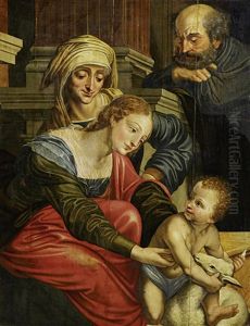Die Heilige Familie Mit Dem Johannesknaben by Jan van Hemessen