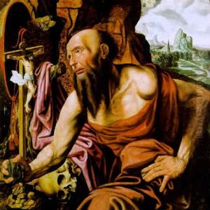 Der Heilige Hieronymus In Einer Landschaft by Jan van Hemessen