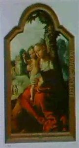 Madonna Und Kind (die Ruhe Auf Der Flucht Nach Agypten) by Jan van Hemessen