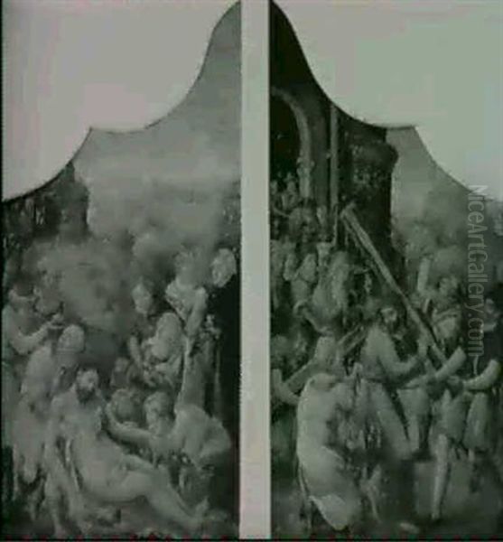 The Wings Of A Triptych: The Entombment; And                Christ On The Road To Calvary - view 1