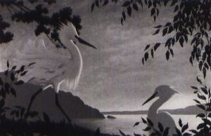 Egrets: A Canvas (+ A Sketch, Smllr; 2 Works) by Arthur Heming