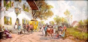 Postkutsche Vor Gasthaus Zur Post by Georg Hemmrich