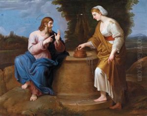 Christus Und Die Samariterin Am Brunnen by Josef von Hempel