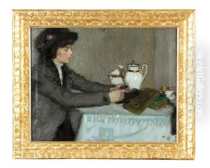 Girl With Cap On A Draped Table Girl With Cap On A Draped Table