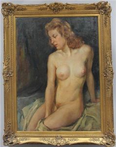 Sitzender, Weiblicher Akt by Wilhelm Hempfing