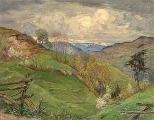 Fruhlingslandschaft In Den Voralpen by Wilhelm Hempfing