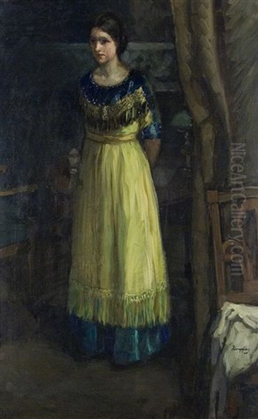 Junge Frau Im Grunen Kleid - view 1