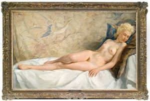 Liegender Akt by Wilhelm Hempfing