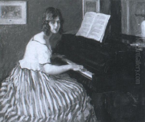 Die Tochter Des Kunstlers Am Klavier - view 1