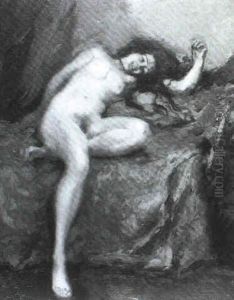 Liegender Frauenakt Auf Einem Blutroten Diwan Liegender Frauenakt Auf Einem Blutroten Diwan