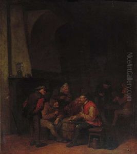 Boors At Cards In An Inn by Egbert van Hemskerck the Elder