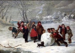 Children Building A Giant Snowball by William Hemsley