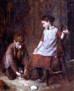 The Contest (+ A Bowl Of Milk; Pair) by William Hemsley
