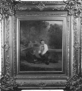 Two Boys Repairing A Bird Cage by William Hemsley