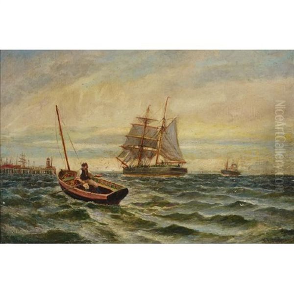 Man In Boat On Rough Seas - view 1