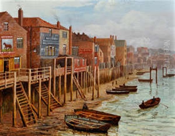 North Shields C.1870-80 With R. Hood Haggies Rope Store And The Bay Horse Pub In The Foreground; And A View Towards The Ferry Landing With C. Fleming Sail-makers Premises To The Right (2 Works) - view 1