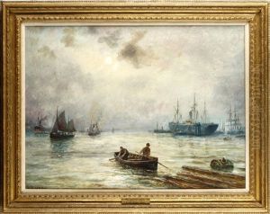 Shipping At Tilbury by Bernard Benedict Hemy