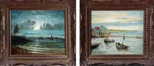 Cobles At Cullercoats Bay (+ The Groyn At South Shields, Pair) by Bernard Benedict Hemy