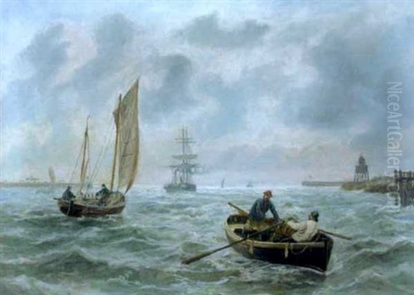 Fishermen In A Rowing Boat In A Squally Sea - view 1