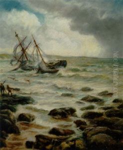 Skibsforlis Ud For Kysten by Bernard Benedict Hemy