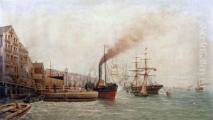 A Paddlesteamer Embarking In Cardiff Docks A Paddlesteamer Embarking In Cardiff Docks