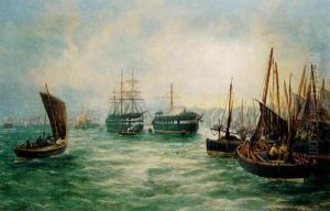 A Paddle Steamer And Other Shipping