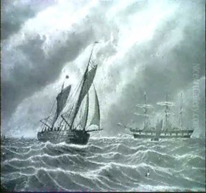 A Ketch And A Barque Off The North East Coast A Ketch And A Barque Off The North East Coast