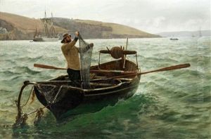 Tipping Out A Shrimp Trawl by Charles Napier Hemy