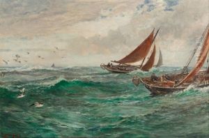 In The Track Of The Trawlers by Charles Napier Hemy