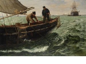 Hauling In The Nets by Charles Napier Hemy
