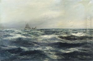 A Cornish Sea And Working Boat by Charles Napier Hemy