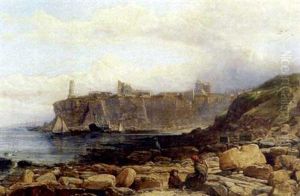 Fisherfolk In A Rocky Cove by Charles Napier Hemy