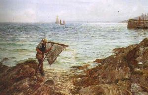 Shrimping, Churchfield, Falmouth by Charles Napier Hemy