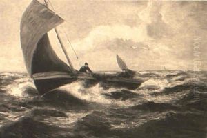 Sailboat On Rough Seas by Charles Napier Hemy