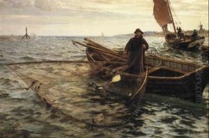 Pulling In The Net by Charles Napier Hemy
