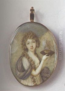 Mademoiselle Duthe En Hebee, Robe De Soie Blanche, Chale Bleu Et Guirlande De Roses Mademoiselle Duthe En Hebee, Robe De Soie Blanche, Chale Bleu Et Guirlande De Roses
