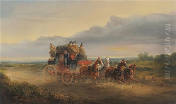 The London To Louth Mail Coach On An Open Road - view 1